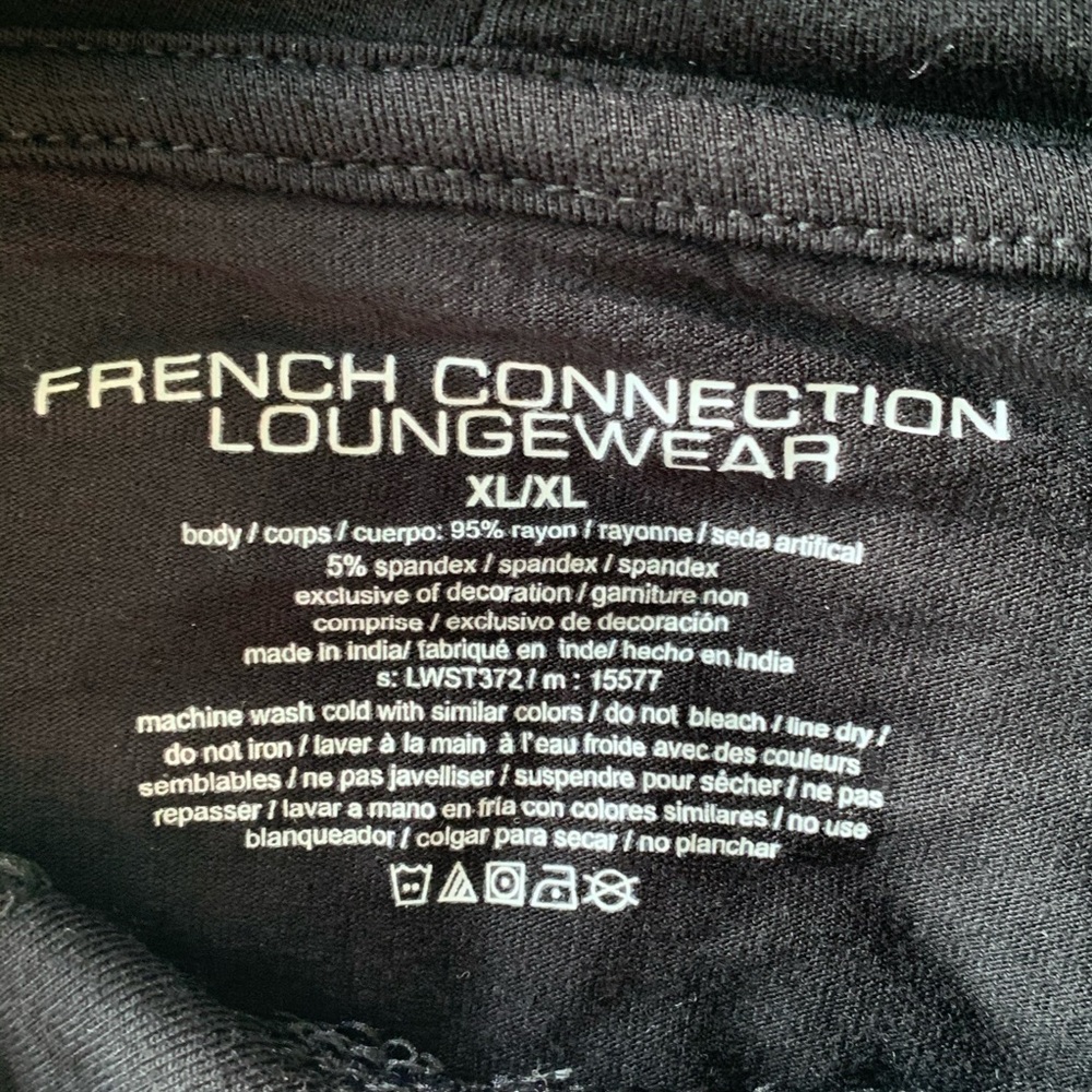 French Connection Tie Hoodie & Shorts Pajamas XL - Picture 3 of 6
